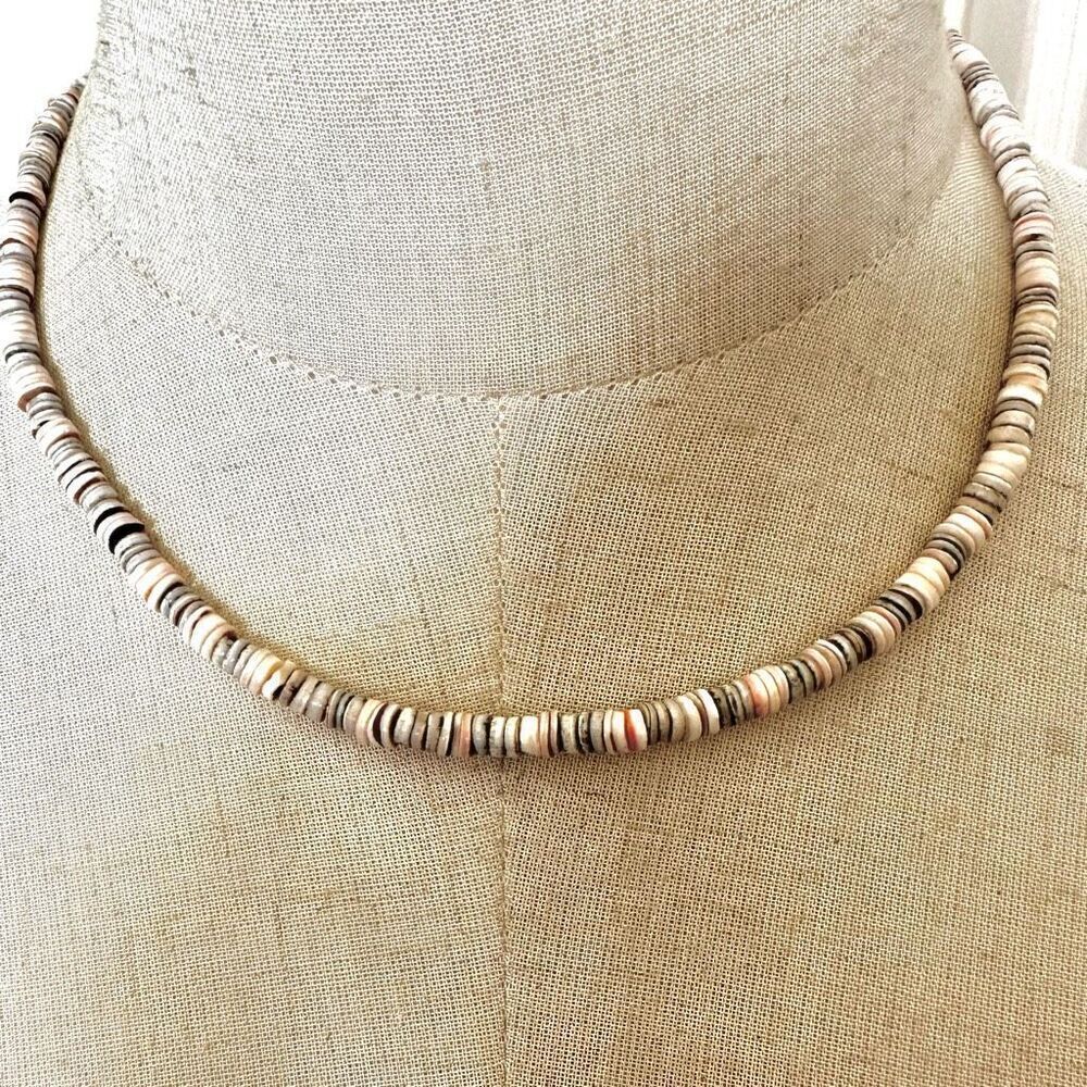 Natural Shell Heishi beaded necklace